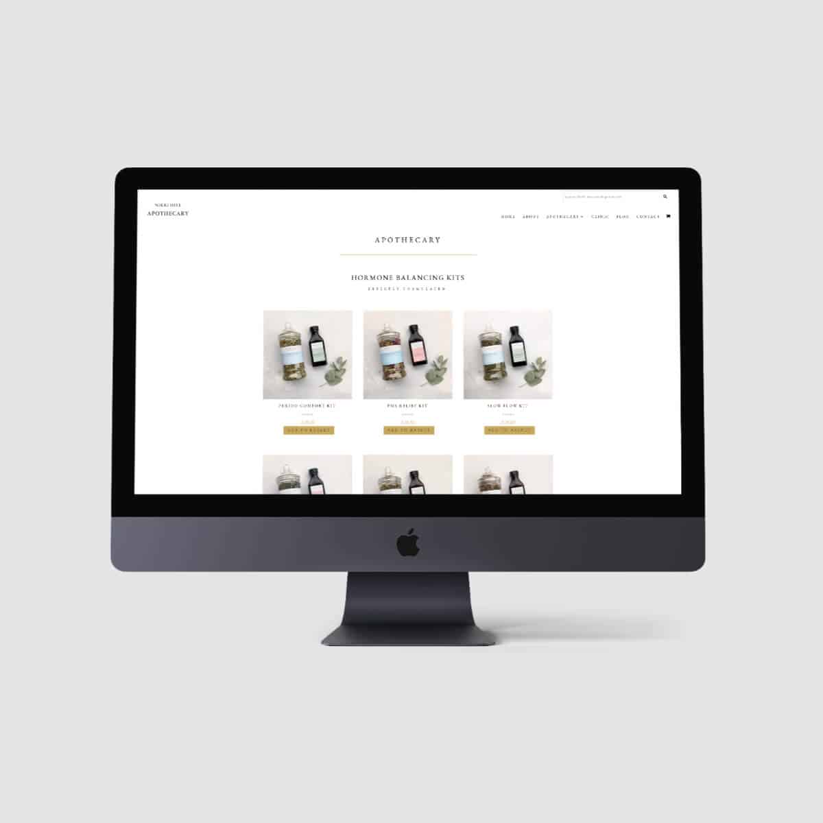 Shop page - Website Redesign with Woocommerce for Nikki Hill Apothecary by sm web designs