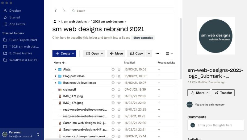 File storage, backup & sharing: Dropbox