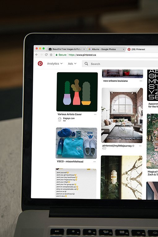 computer screen showing Pinterest screenshot
